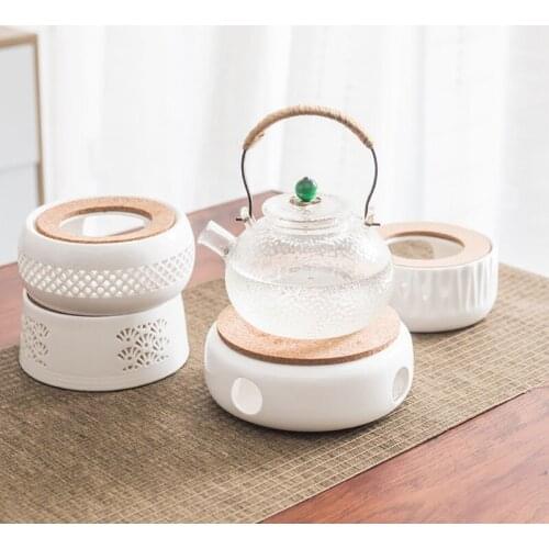 1Pc Hollow Candle Heating Warm Tea Stove Ceramic Teapot Warmer Holder Round Base Tea Warmer Insulation Base Tea Coffee Teaware