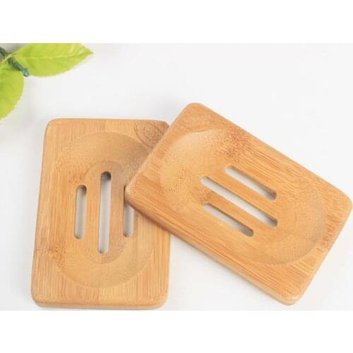 100PCS Natural Bamboo Wooden Soap Dish Wooden Soap Tray Holder Storage Soap Rack Plate Box Container for Bath Shower Bathroom SN
