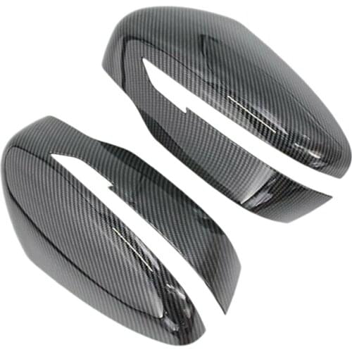 2Pcs Car Carbon Fiber Door Rearview Mirror Cover Trim for Nissan Rogue X-Trail 2014-2018