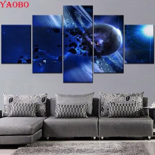 5D Mosaic Diamond Embroidery universe planet 5pcs diy Diamond Painting Cross Stitch Landscape Full Square Rhinestone Painting