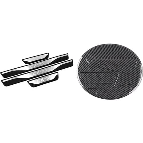 Car Door Sill Cover Scuff Pedal Styling Sticker with Fuel Tank Cap Cover Trim Gas Sticker, for Mazda CX-30 2019-2020