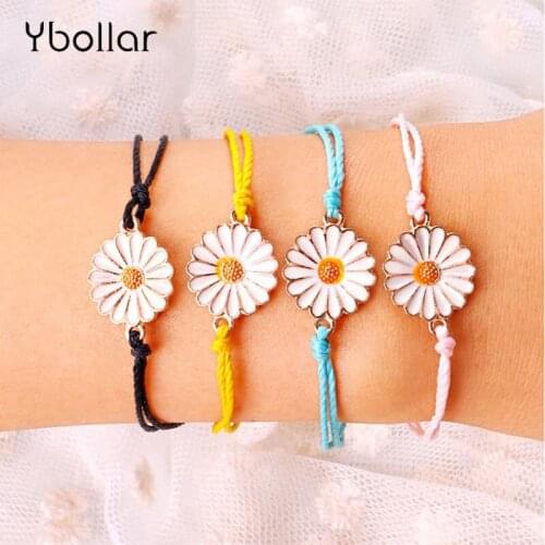Daisy Bracelet Women Girls Fashion Simple Style Wax String Handmade Summer Beach Surf Bracelet Jewelry