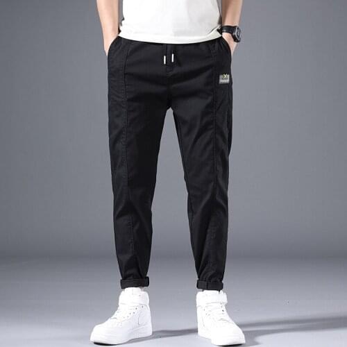 New Style Fashion Male Elastic Waistline Leisure Joggers Sweatpants Men High-grade Cotton Slim Ankle-length Streetwear Pants
