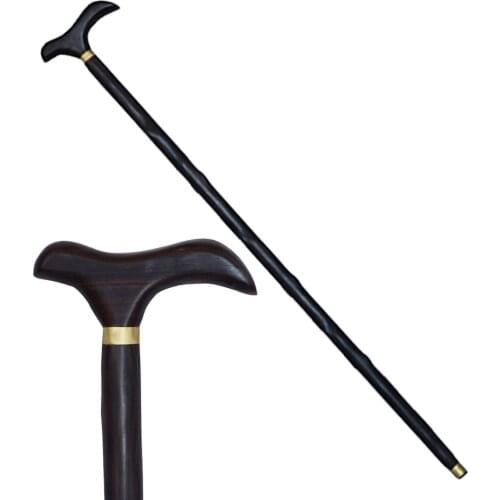MAHOGANY WOOD WOODEN CRUTCHES LEADING CANE EBONY CANE CRUTCHES OLD WALKER