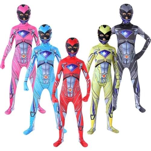 Children Power Samurai Sentai Shinkenger Rangers Lycra Kids Ranger Costumes Cosplay Superhero Samurai Rangers Zentai Suit