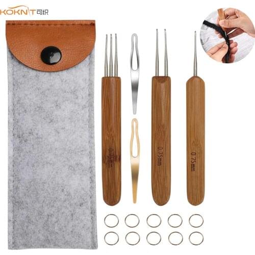 Dreadlocks Crochet Hooks 3pcs/Set (1 Hook, 2 Hooks, 3 Hooks) 0.75mm Crochet Hook with Wooden Handle for Braid Hair Extension