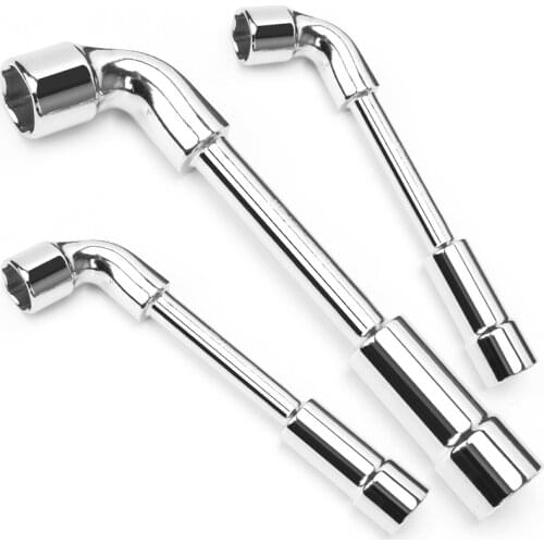 Wrench High Carbon Steel L Type Pipe Perforation Outer Hexagon Sleeves Wrench Elbow Double head Car Repair Tool Kit Auto Spanner