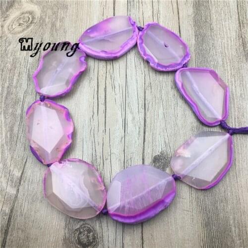 Faceted Clear Agates Quartz Druzy Slice Pendant Beads With Purple Edges,Freeform Nature Stone Slab Agates Geode Beads MY1540