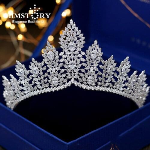 Himstory Micro Paved Full Cubic Zircon Tiara Luxury Zirconia Crown Wedding Hair Accessories Bride Large CZ Coroa Novia Diadem