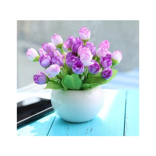 Simulated Fake Flowers and Herbs Arrangement Living Room Tea Table Arrangement Plastic Flower Dry Bouquet Plant Small Pot Set De