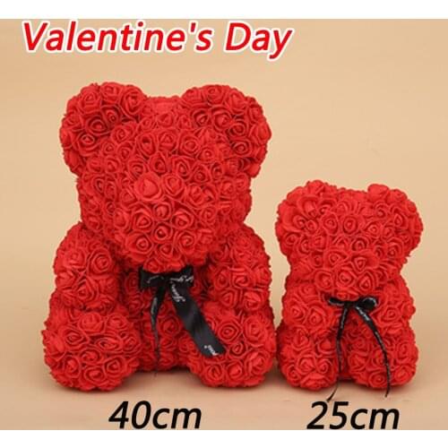 Artificial Flower Rose Bear Foam 25/40cm Eternal Life Gifts Home Decoration For Valentines Day Teddy