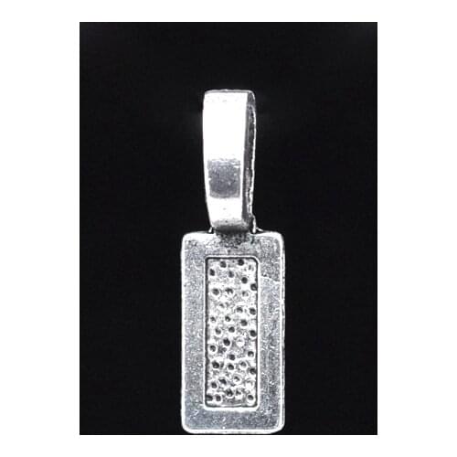 Lovely 50 Silver Color Tag Glue on Bail 26x8mm (B14299)