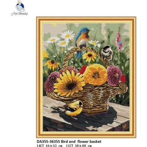 Bird and flower Basket Animal Painting Counted Printed on Canvas DMC 11CT 14CT Needlework Embroidery Chinese Cross Stitch kits