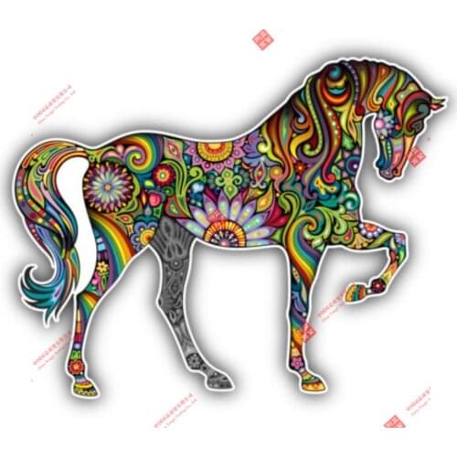 Beautiful Sticker Aufkleber Auto Motorrad Zimmer Kind Pferd Blume Farbe Car Decal Decoration Laptop