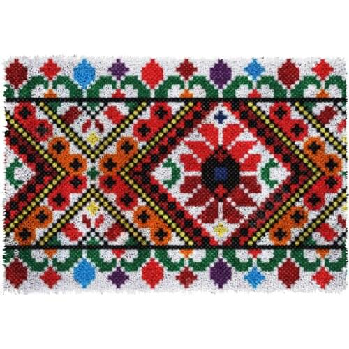 Latch Hook Rug Checkered texture Plush Tapestry Kits Crochet Cushion Mat DIY Carpet Rug Home Decor Thick Yarn 61cmX85cm