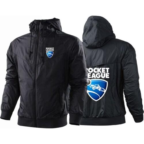 New Mens Bomber Jacket Thin Section Long Sleeve Rocket League PrintJacket With Hood Windbreaker Zipper Jacket Fashion Clothing