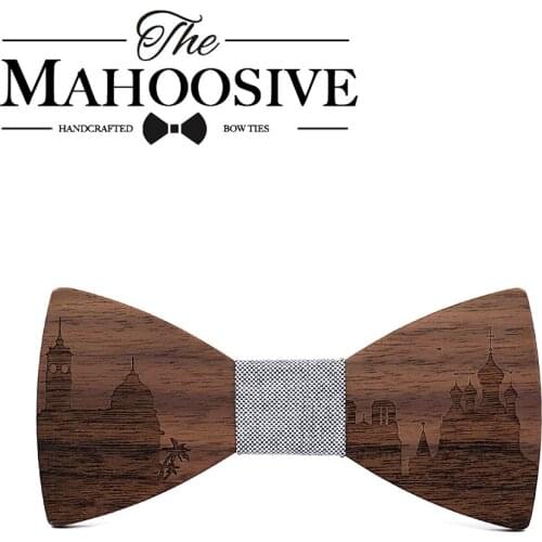 Mahoosive wooden bow Tie France Nice Skyline Bowtie Necktie Cravate Homme Noeud Papillon Man Corbatas Hombre Pajarita suit