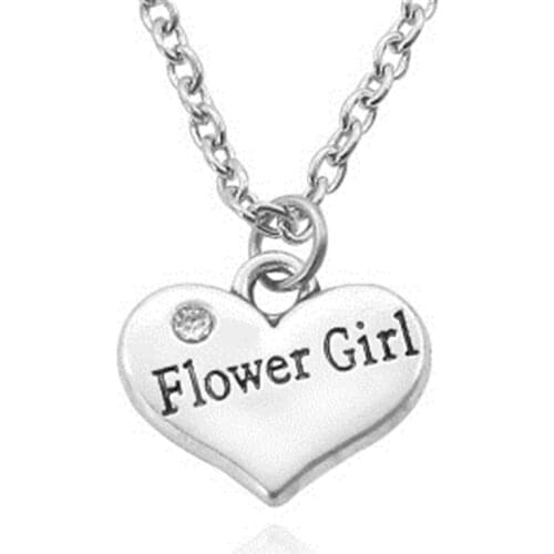 Fashion Newest Letter Flower Girl Charms Alloy Inlay Rhinestones Heart-shaped Pendants Handmade Jewelry Necklaces Women Gift
