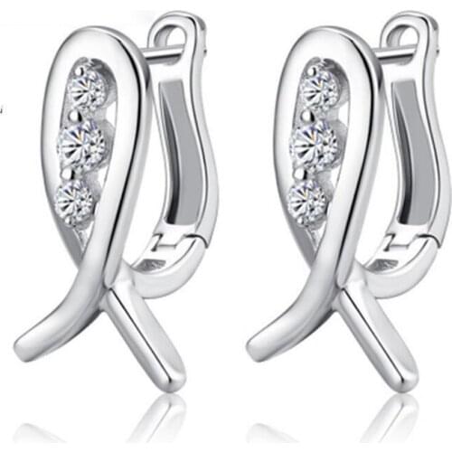 KOFSAC Fashion 925 Sterling Silver Hoop Earrings For Women Shiny Zircon Geometric Fish Animal Earring Girl Party Jewelry Gifts