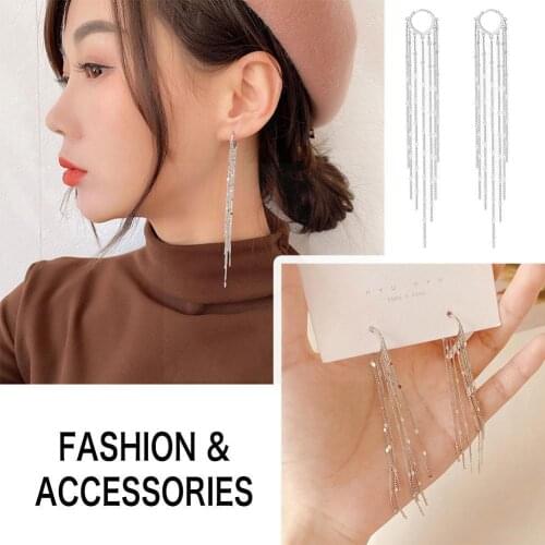 Fashion Gold Heart Tassel Earrings Stud Long Drop Crystal Dangle Women Party tassel earrings love Long S8T0