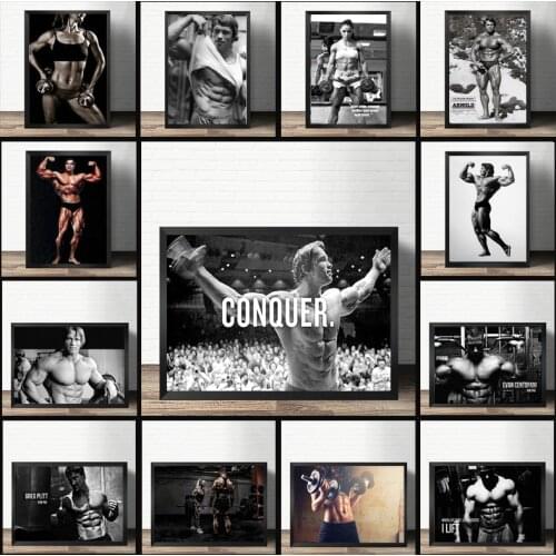Bodybuilding Motivational Quote Poster Print Fitness Inspirational Picture Arnold Schwarzenegger Canvas Painting Room Wall Decor