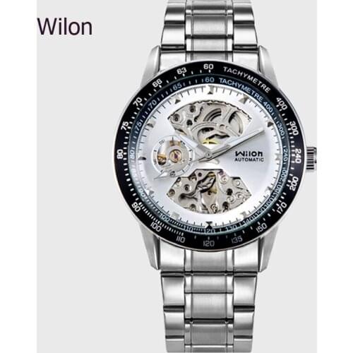 Good quality HK Brand Mechanical Hand Wind Man Gift watches business Stainless steel Hollow Luxury Male Dress Watch