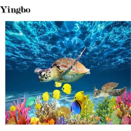 Sea Turtle Fish Ocean Animal Diy 5D Full Diamond Painting cross stitch kits art 3D paint by diamond embroidery Home Decor New