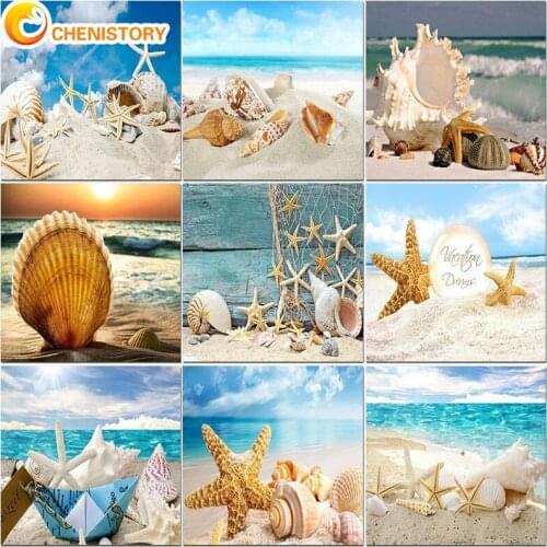 CHENISTORY Sand Shell Paint By Numbers Kits Frameless DIY Abstract Painting By Number On Canvas Home Decor Digital Hand Painting