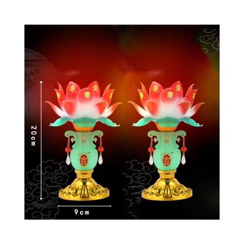 Jade vase lotus lantern for Buddha lamp Buddha hall Changming electric candle Candle Incense Plug-in lanterns candlesticks Sacri