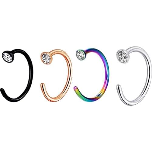 New Fake Nose Piercing Fake Nose Ring Hoop Septum Rings Surgical Steel Colorful Fake Piercing Nose Piercings Jewelry 20G