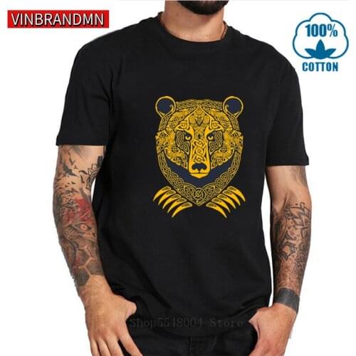 Novelty Vintage Forest Lord Bear T shirt men Geek Panda Druid Valhalla Celtic Runes T-shirt Retro Viking Bear Tee shirt