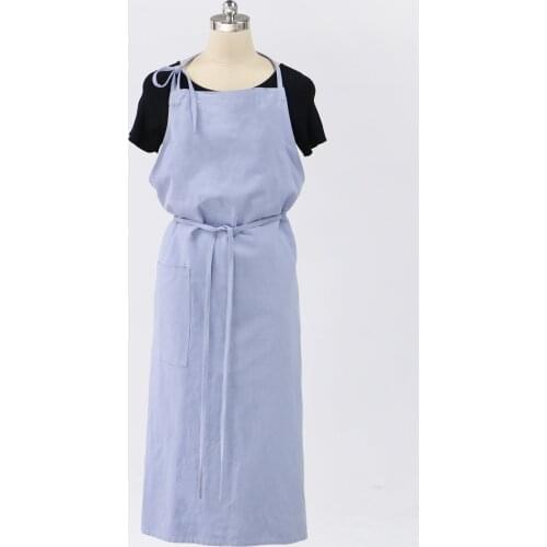 Solid Color Japan Style Cotton Linen Aprons Adjustable Female Household Apron Coffee Shop Flower Shop Gardening Studio Overalls