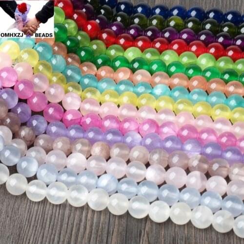 OMH Wholesale JD126 4 6 8 10 12mm Natural Jewelry DIY Making Bracelet Necklace Natural AAA Chalcedony Loose Spacer Round Beads