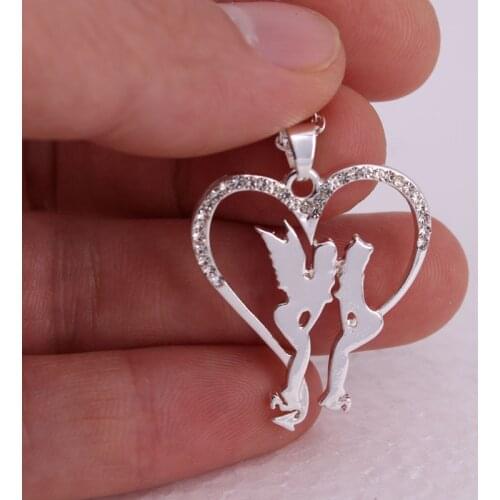 Hzew new heart shape Angel and devil pendant necklace gift necklace