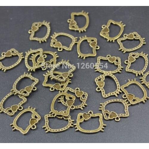 P1570 DIY retro accessories ancient bronze alloy cat