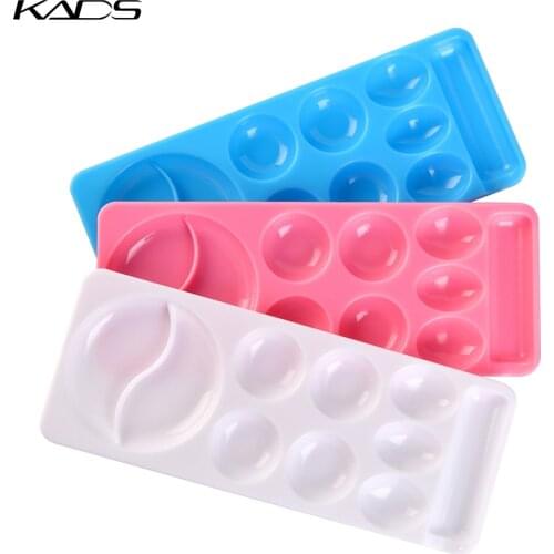 KADS Nail Art Color Palette 10 Grids Plastic Nail Gel Polish Drawing Color Mixing Plate Tray with Brush Holder DIY Painting Tool