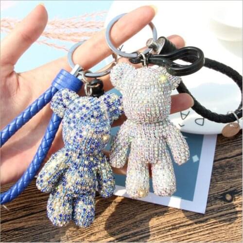 Full diamond bear custom diamond violent bear doll cute bear bag pendant car keychain pendant