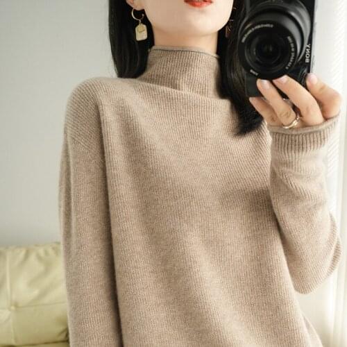 Half turtleneck women 2020 autumn and winter new loose large size 100% pure wool sweater long-sleeved knitted cashmere sweater