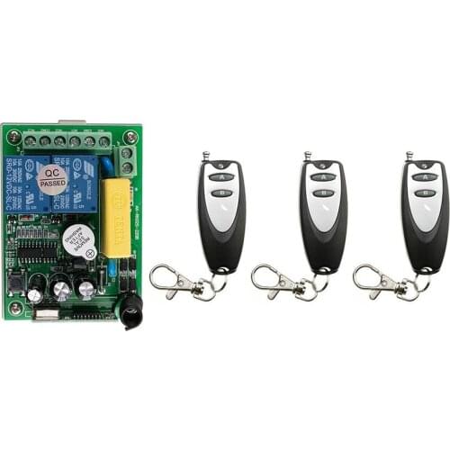 Latest AC 220V 2 CH 2CH Remote Control Garage Door RF Wireless Remote Control Switch System 3X Transmitter + 1 X Receiver