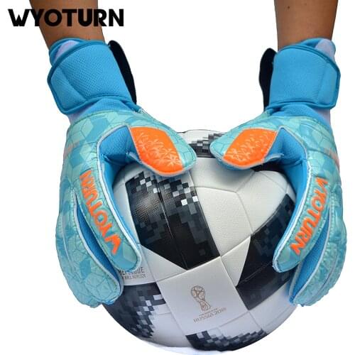 Dropshipping WYOTURN Roll Football Professional Goalkeeper Gloves Palm Soft Latex Soccer Goalie Gloves With Protection Dropship