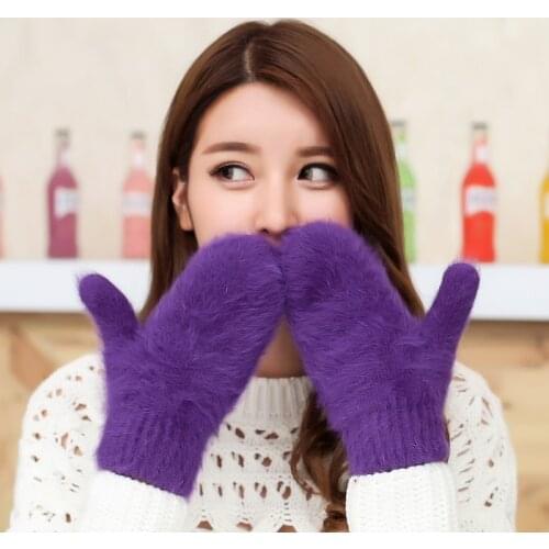 Merry Christmas Gifts Winter Women Gloves Rabbit Fur Gloves Soft Mittens Wrist Warm Gloves Luvas Feminina 7Color