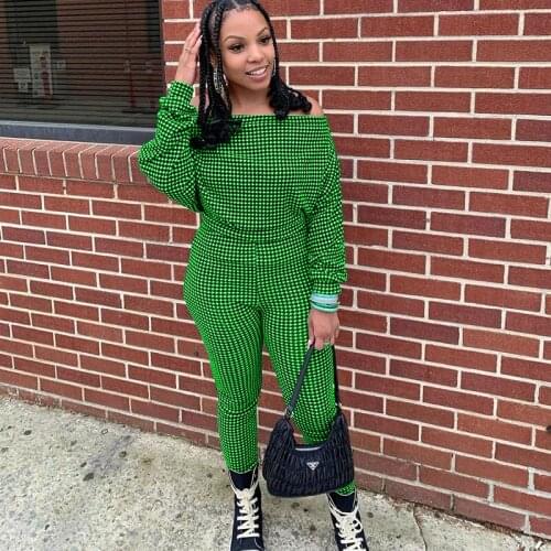 Sexy 2 Piece Sets Womens Outfits Slash Neck Off Shoulder Tops Sweatpants Matching Sets Streetwear Clubwear Casual Outfits 2021