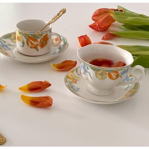 Shinymomo French Vintage Phnom Penh tulip coffee cup and saucer