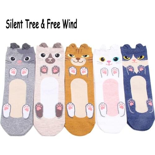 Funny Women Cute Cat Paws Cartoon Cotton Socks Japanese Kawaii Girls Pet Persian Ragdoll Kitty Claws Animal Crew Sock Summer