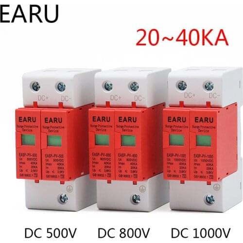 SPD DC 500V 800V 1000V 2P 20~40KA Lightning Surge Protection Protector Device Arrester Low Voltage House 2 Poles PV Photovoltaic