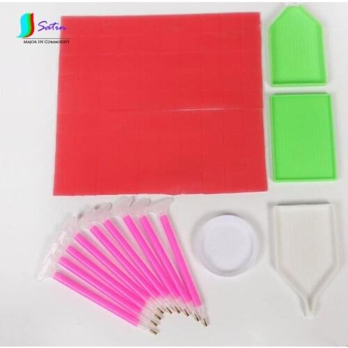 Handmade Diamond Painting Tool Kit,1/3/6/9 Stones Tool Pen and Glue Wax Opening Plate Set S0296L
