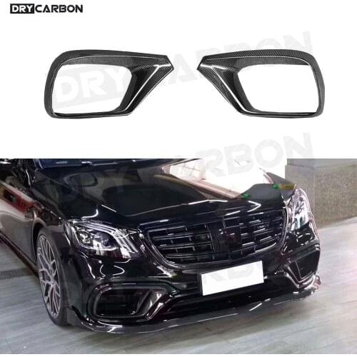 Carbon Fiber Front Bumper Extension Air Vent Outlet Cover Trim Mesh Decoration for Benz S Class W222 S63 S65 AMG