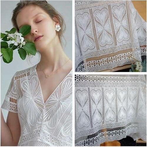 1Meter 130cm Hollowed water soluble embroidered lace fabric for wedding dress womens dress Clothes Sewing Materials Lace Trims