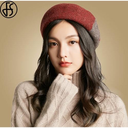 FS French Beret Hats For Women 2020 Fashion Felt Hats Vintage Autumn Winter Khaki Black Red Church Ladies Warm hats Female Caps