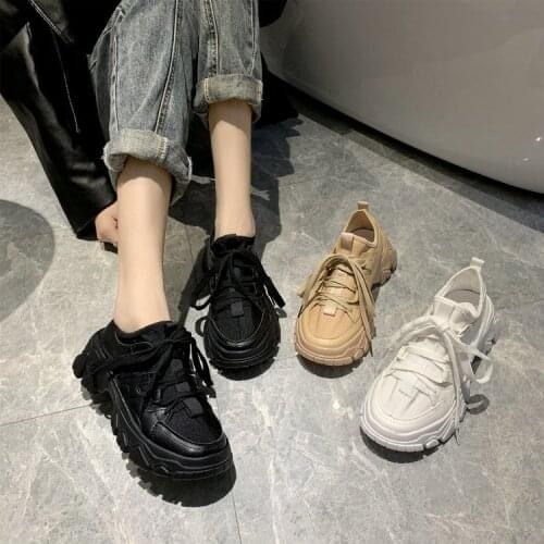 2021 Autumn Women Platform Sneakers Wedges Thick Sole Height Canval Shoes Ladies Loafers Rubber Shoes